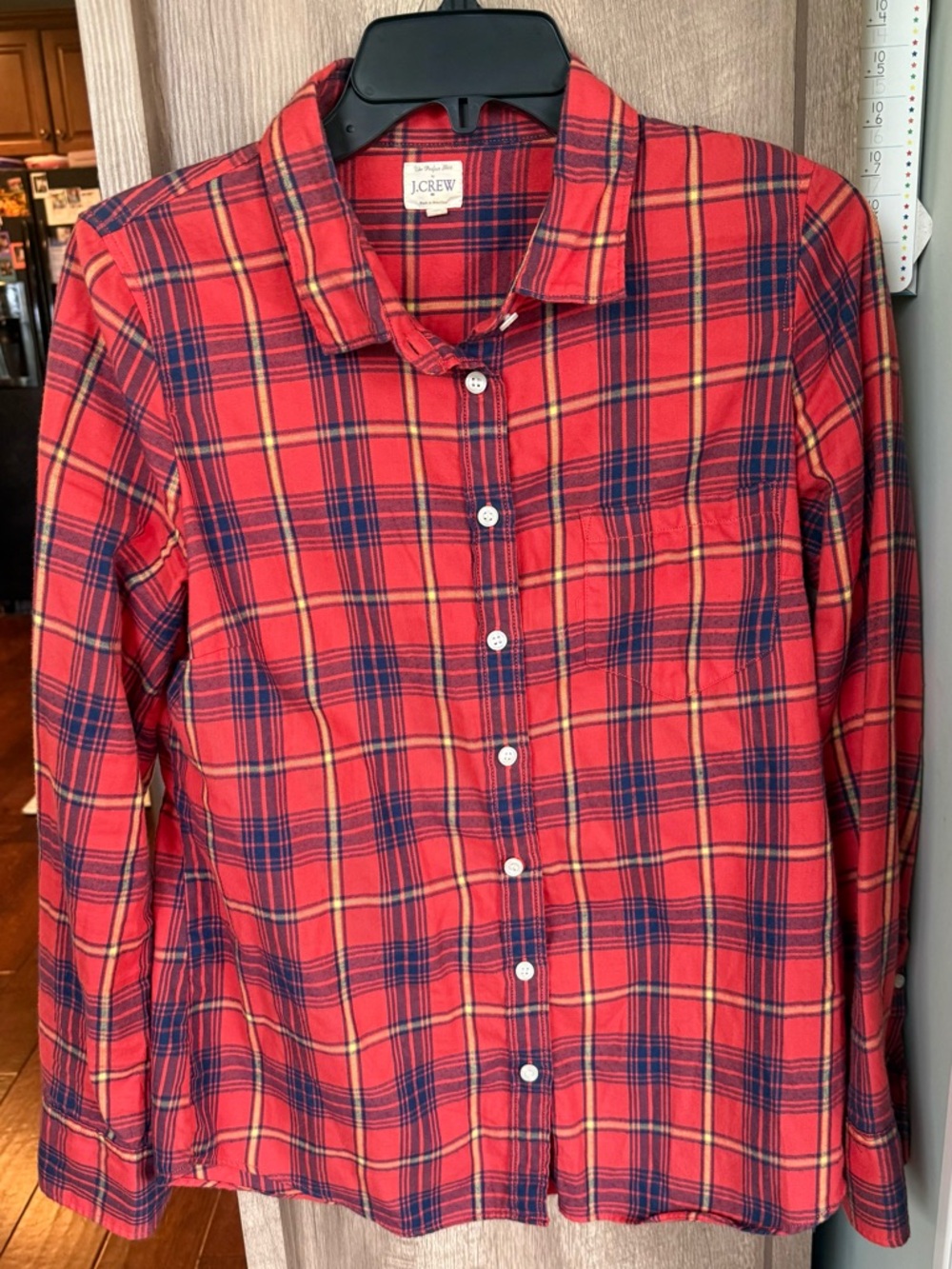 J.Crew Red Navy Plaid Button-Up Shirt